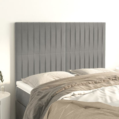 vidaXL Kopfteil Hellgrau 144x5x118/128 cm Samt