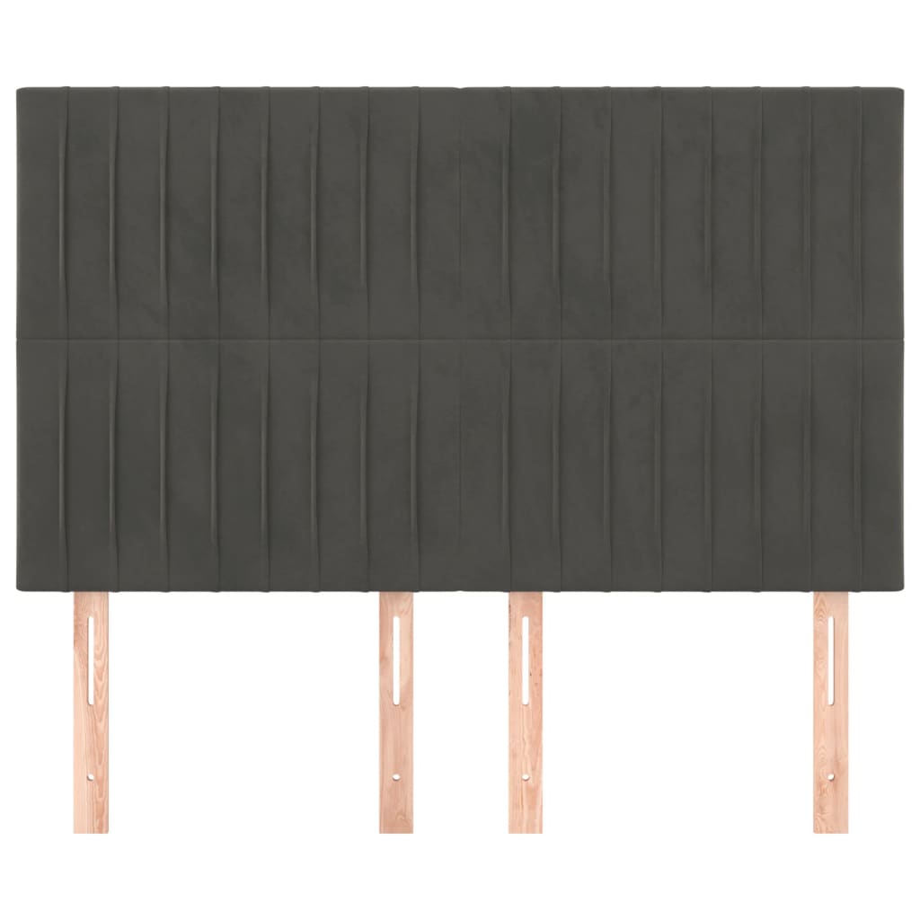 vidaXL Kopfteil Dunkelgrau 144 x 5 x 118/128 cm Samt