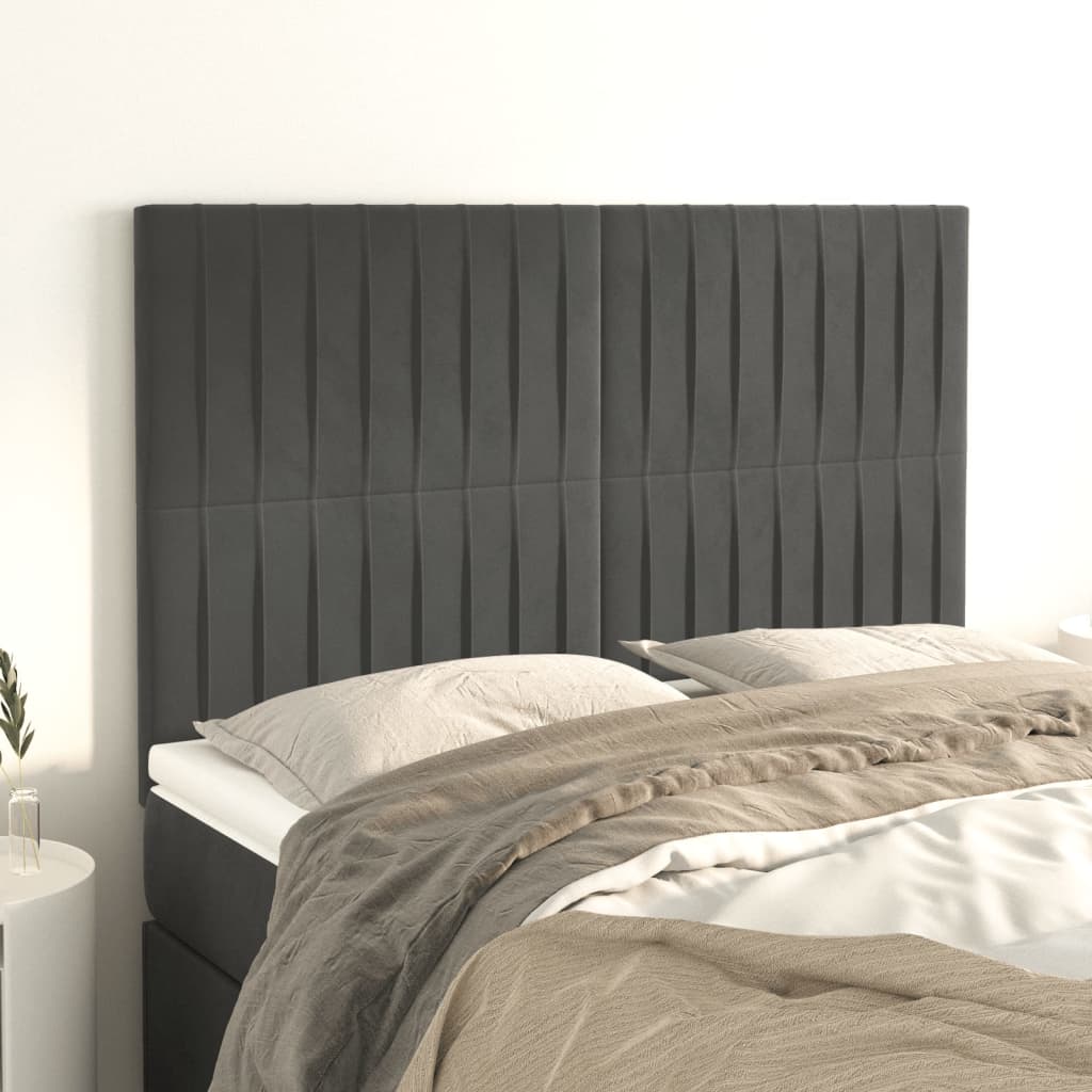 vidaXL Kopfteil Dunkelgrau 144 x 5 x 118/128 cm Samt