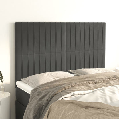 vidaXL Kopfteil Dunkelgrau 144 x 5 x 118/128 cm Samt