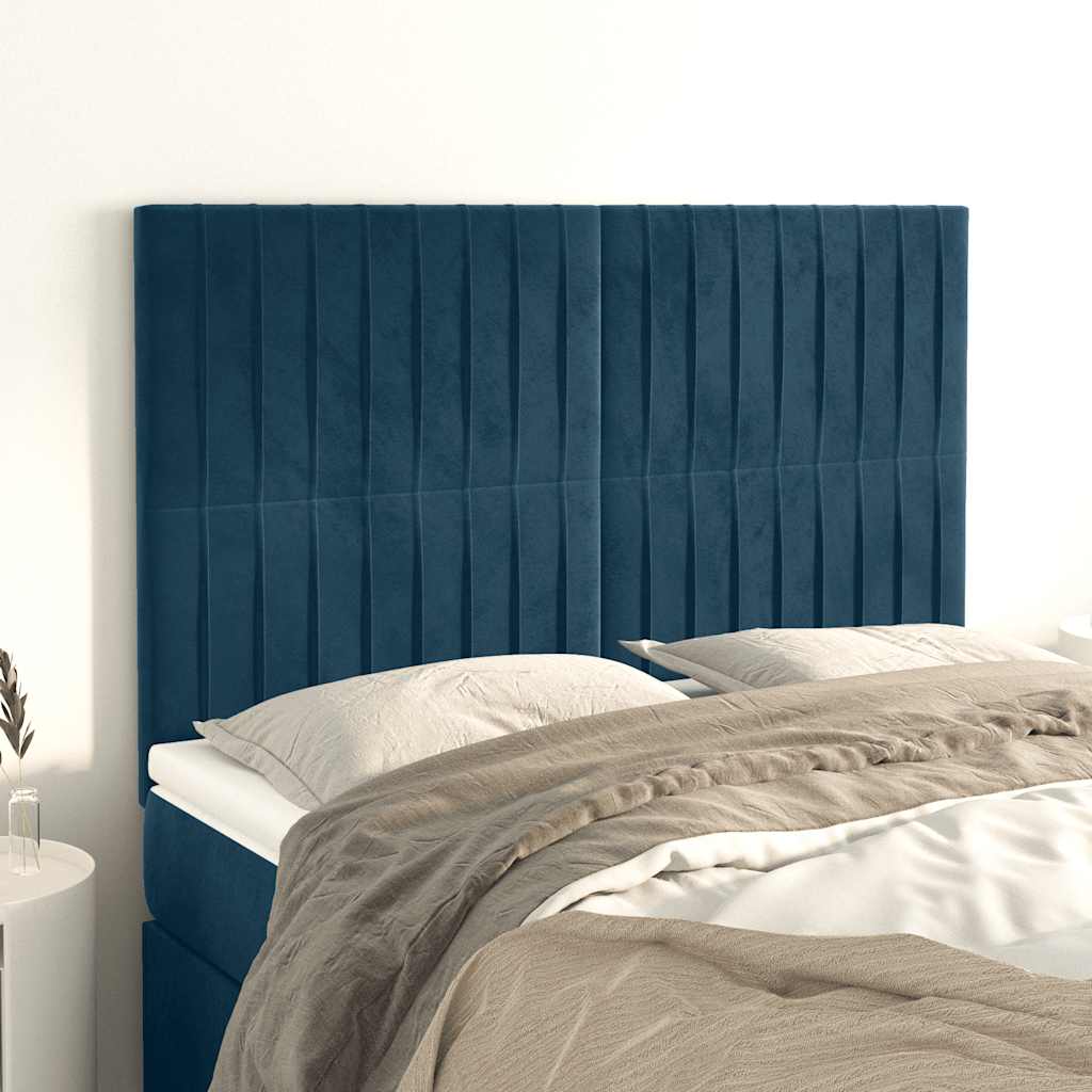 vidaXL Kopfteil Dunkelblau 144x5x118/128 cm Samt