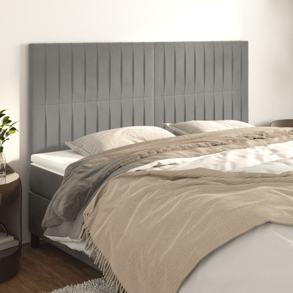vidaXL Kopfteil Hellgrau 160 x 5 x 118/128 cm Samt