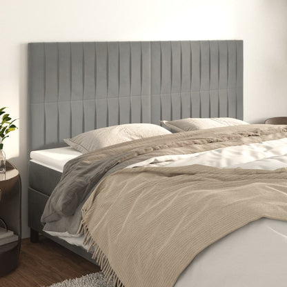 vidaXL Kopfteil Hellgrau 160 x 5 x 118/128 cm Samt