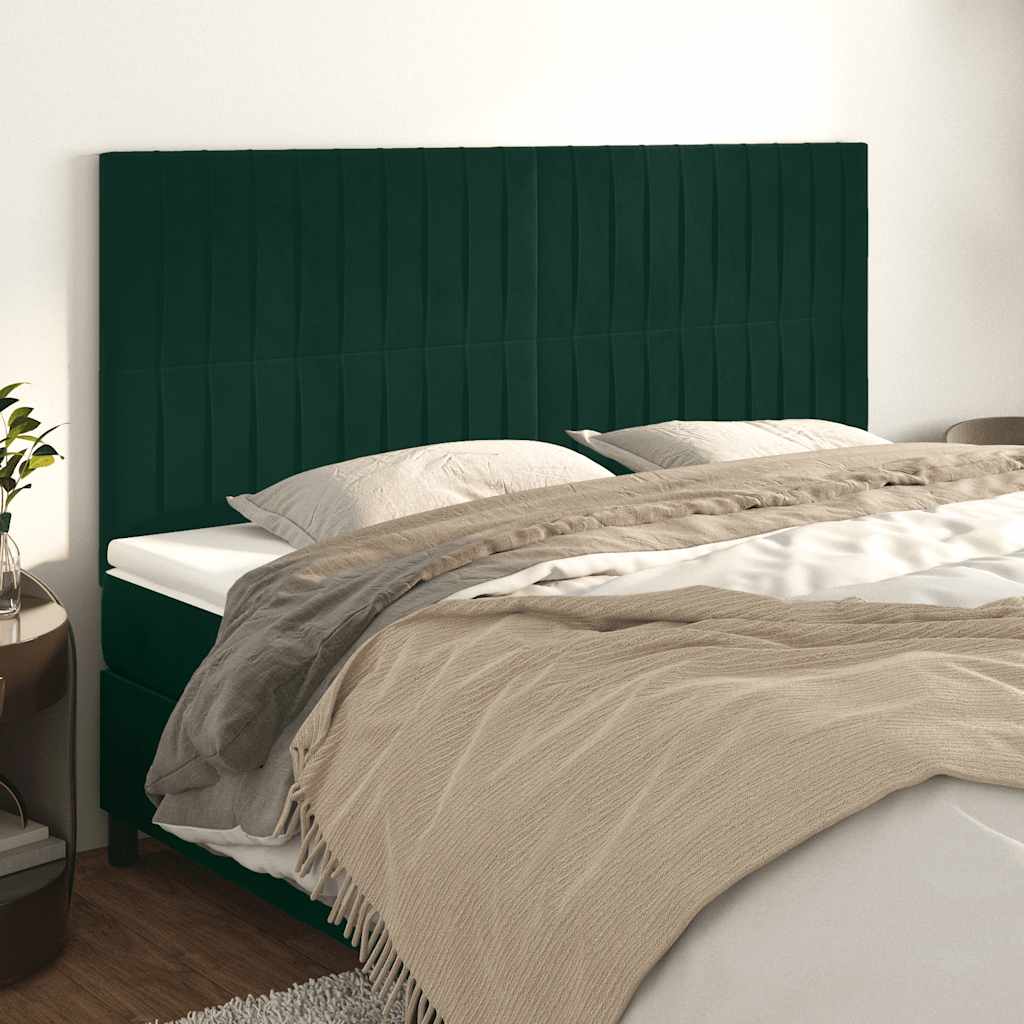 vidaXL Kopfteil Dunkelgrün 160x5x118/128 cm Samt
