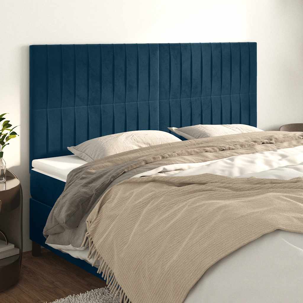 vidaXL Kopfteil Dunkelblau 160 x 5 x 118/128 cm Samt