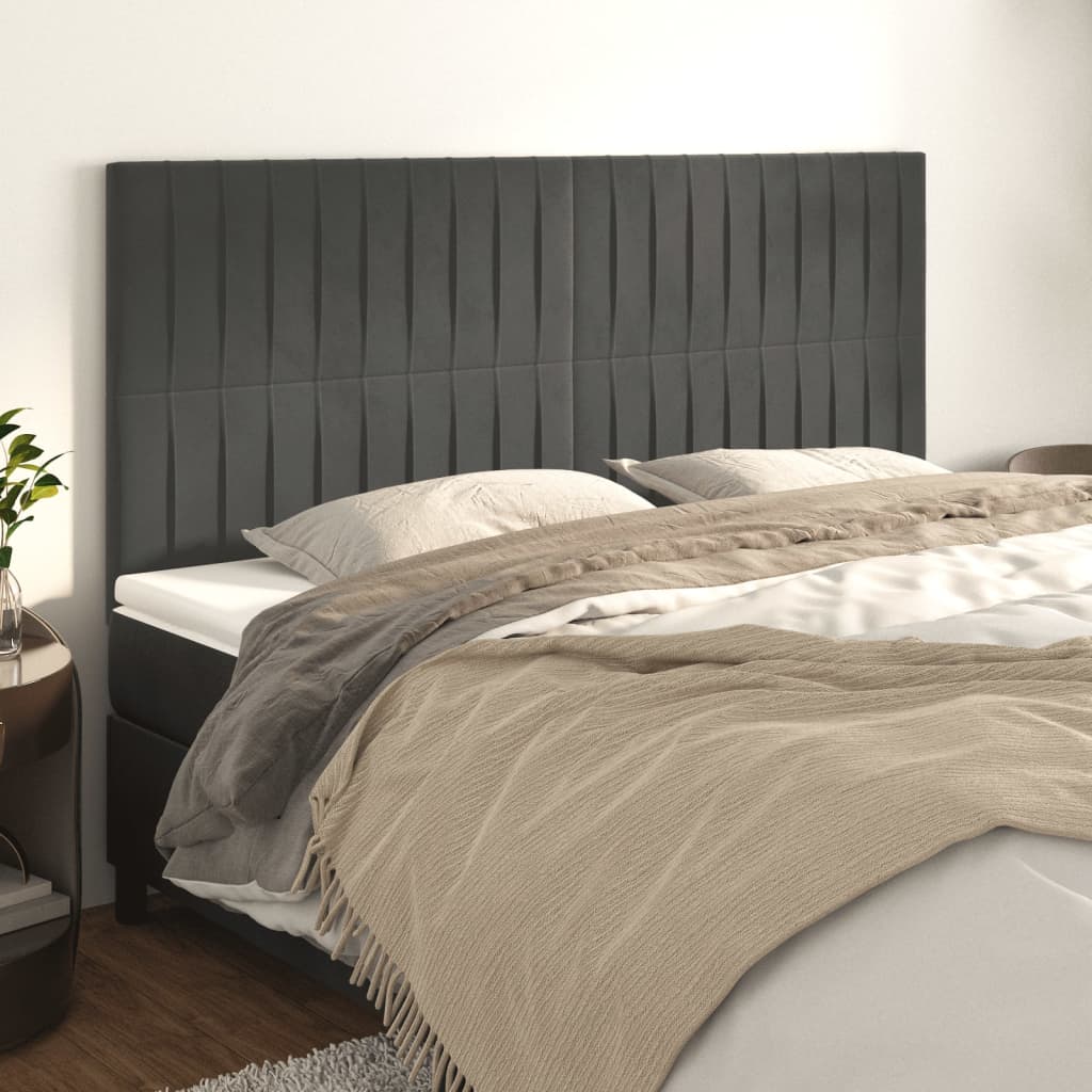 vidaXL Kopfteil Dunkelgrau 200 x 5 x 118/128 cm Samt