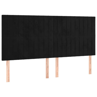 vidaXL Kopfteil Schwarz 200 x 5 x 118/128 cm Samt