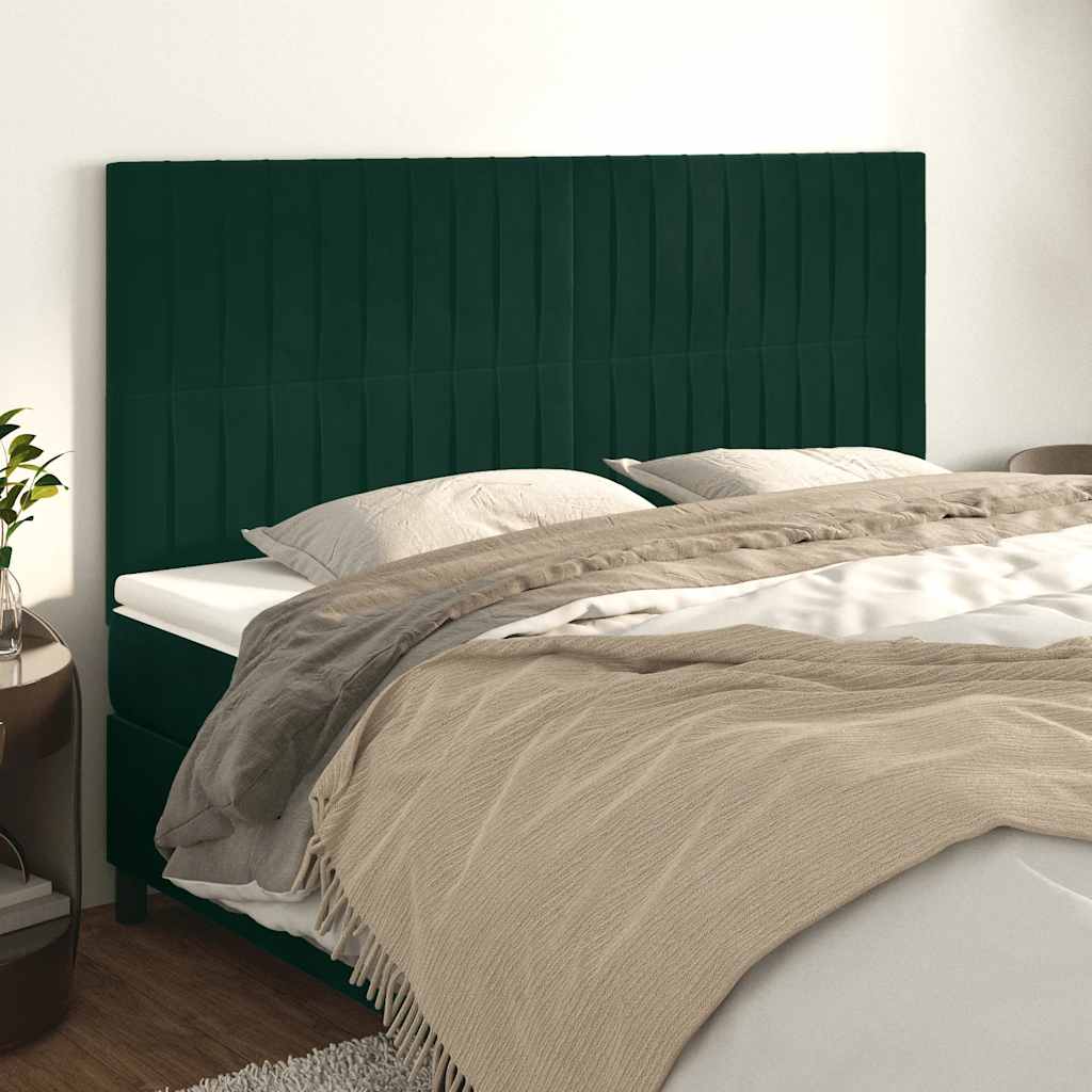 vidaXL Kopfteil Dunkelgrün 200 x 5 x 118/128 cm Samt