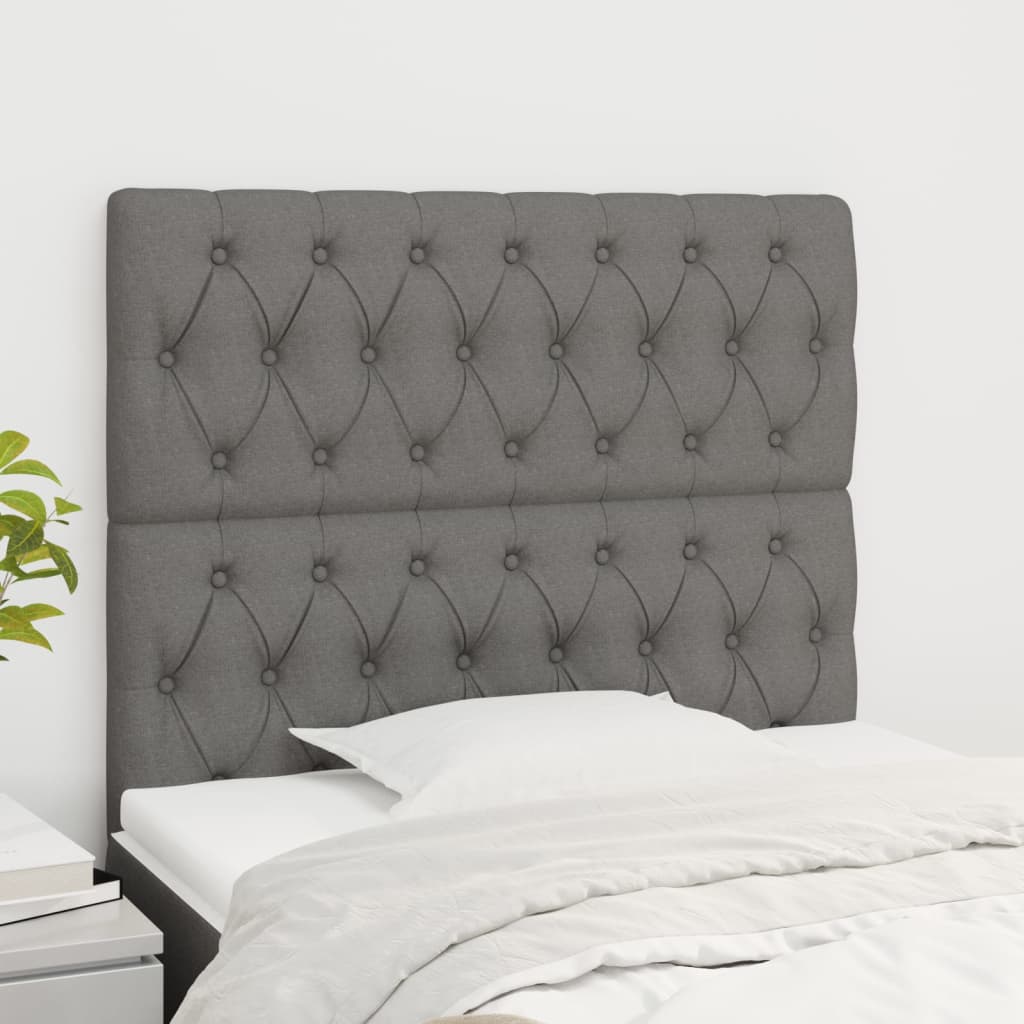 vidaXL Kopfteil Dunkelgrau 90 x 7 x 118/128 cm Stoff