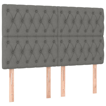 vidaXL Kopfteil Dunkelgrau 144 x 7 x 118/128 cm Stoff