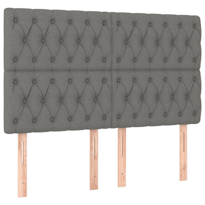 vidaXL Kopfteil Dunkelgrau 144 x 7 x 118/128 cm Stoff