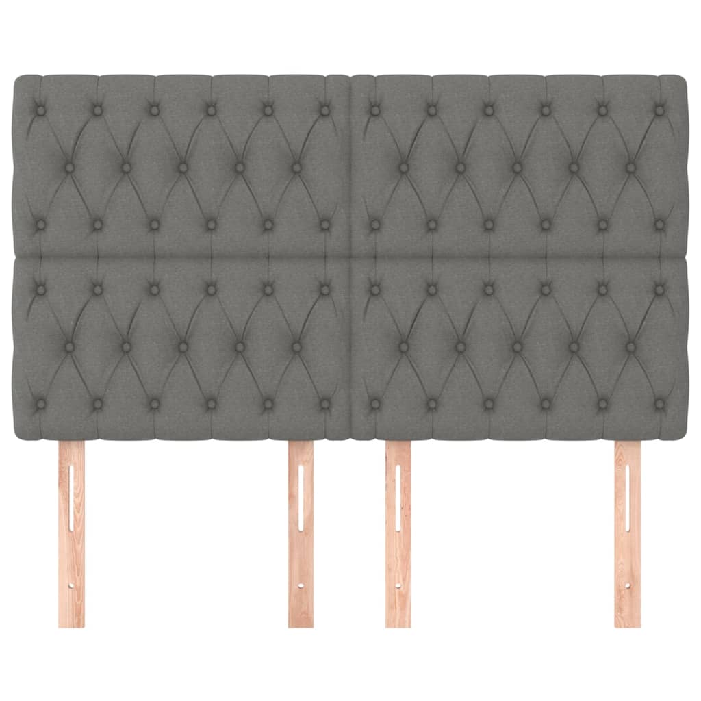 vidaXL Kopfteil Dunkelgrau 144 x 7 x 118/128 cm Stoff