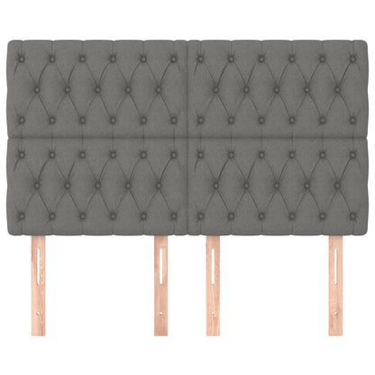 vidaXL Kopfteil Dunkelgrau 144 x 7 x 118/128 cm Stoff
