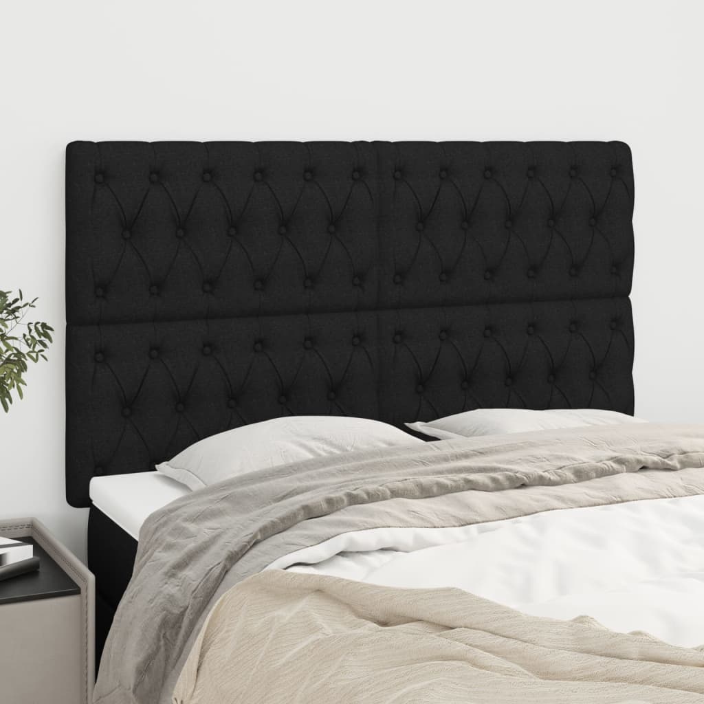 vidaXL Kopfteil Schwarz 160 x 7 x 118/128 cm Stoff