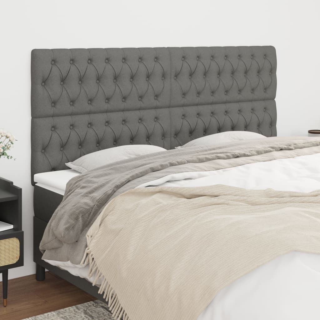 vidaXL Kopfteil Dunkelgrau 180 x 7 x 118/128 cm Stoff
