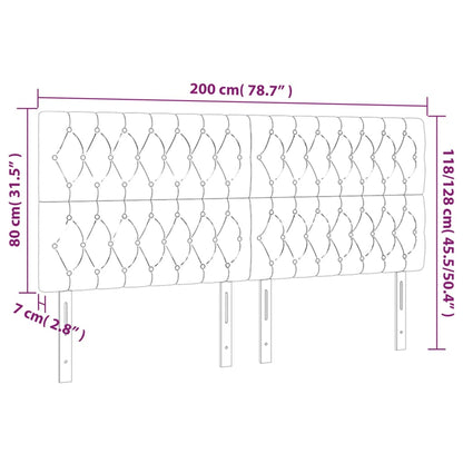 vidaXL Kopfteil Dunkelgrau 200 x 7 x 118/128 cm Stoff