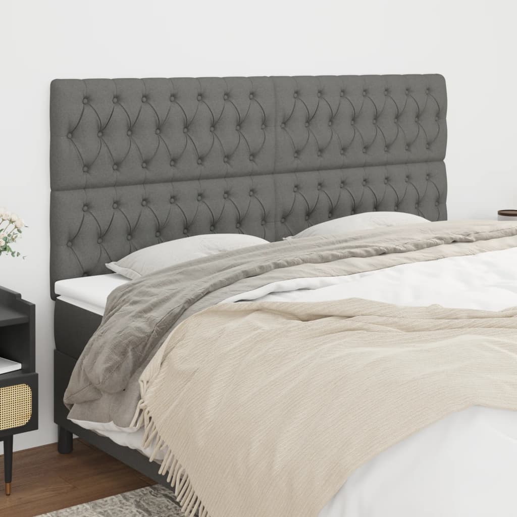 vidaXL Kopfteil Dunkelgrau 200 x 7 x 118/128 cm Stoff