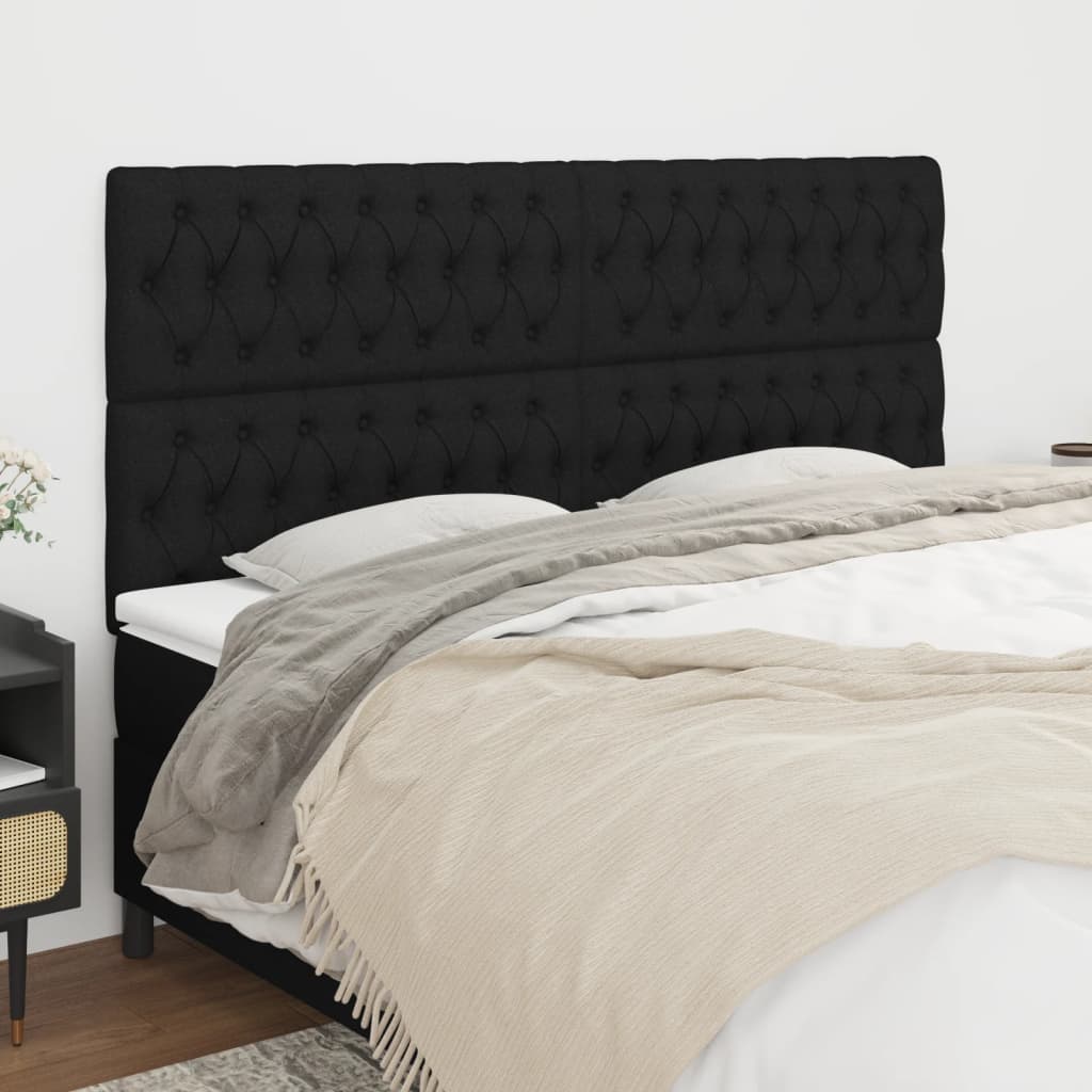 vidaXL Kopfteil Schwarz 200 x 7 x 118/128 cm Stoff
