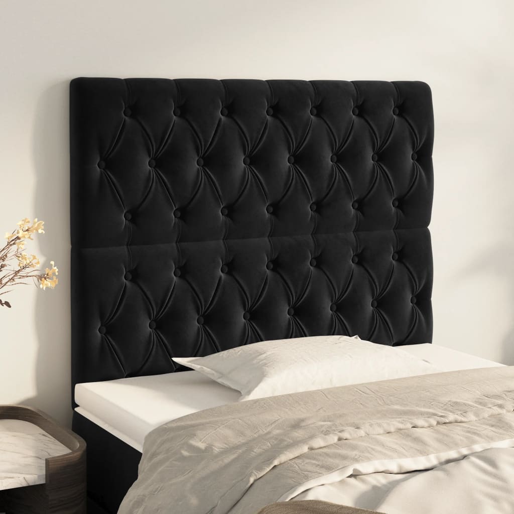 vidaXL Kopfteil Schwarz 90x7x118/128 cm Samt