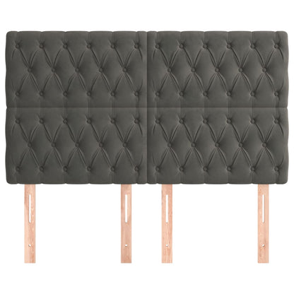 vidaXL Kopfteil Dunkelgrau 144 x 7 x 118/128 cm Samt