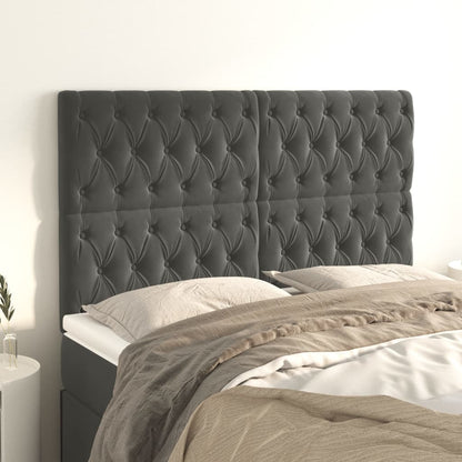 vidaXL Kopfteil Dunkelgrau 144 x 7 x 118/128 cm Samt