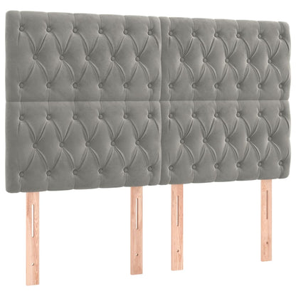 vidaXL Kopfteil Hellgrau 160 x 7 x 118/128 cm Samt