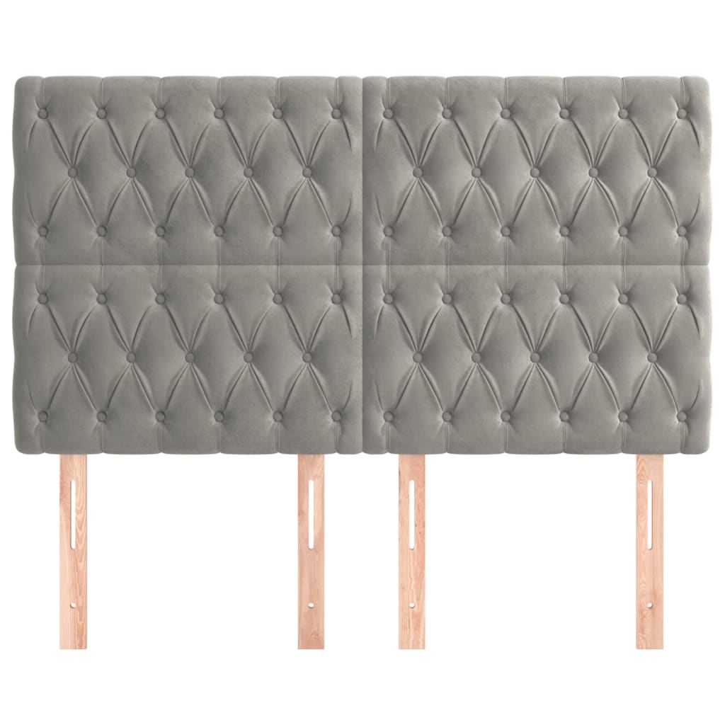 vidaXL Kopfteil Hellgrau 160 x 7 x 118/128 cm Samt