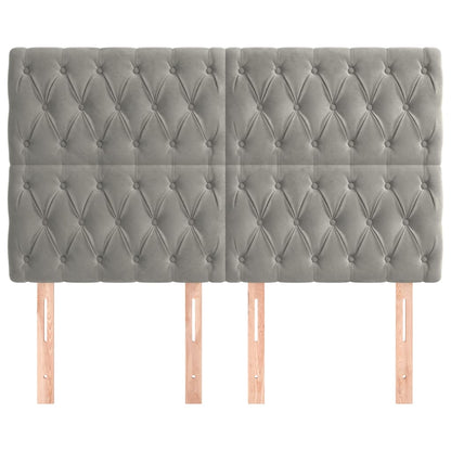 vidaXL Kopfteil Hellgrau 160 x 7 x 118/128 cm Samt