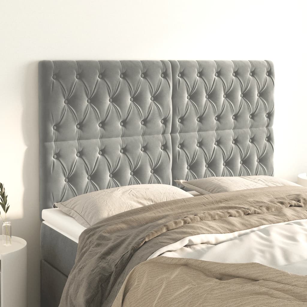vidaXL Kopfteil Hellgrau 160 x 7 x 118/128 cm Samt
