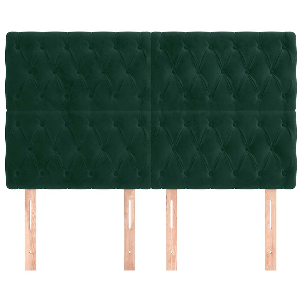 vidaXL Kopfteil Dunkelgrün 160 x 7 x 118/128 cm Samt