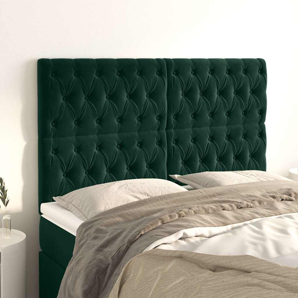 vidaXL Kopfteil Dunkelgrün 160 x 7 x 118/128 cm Samt