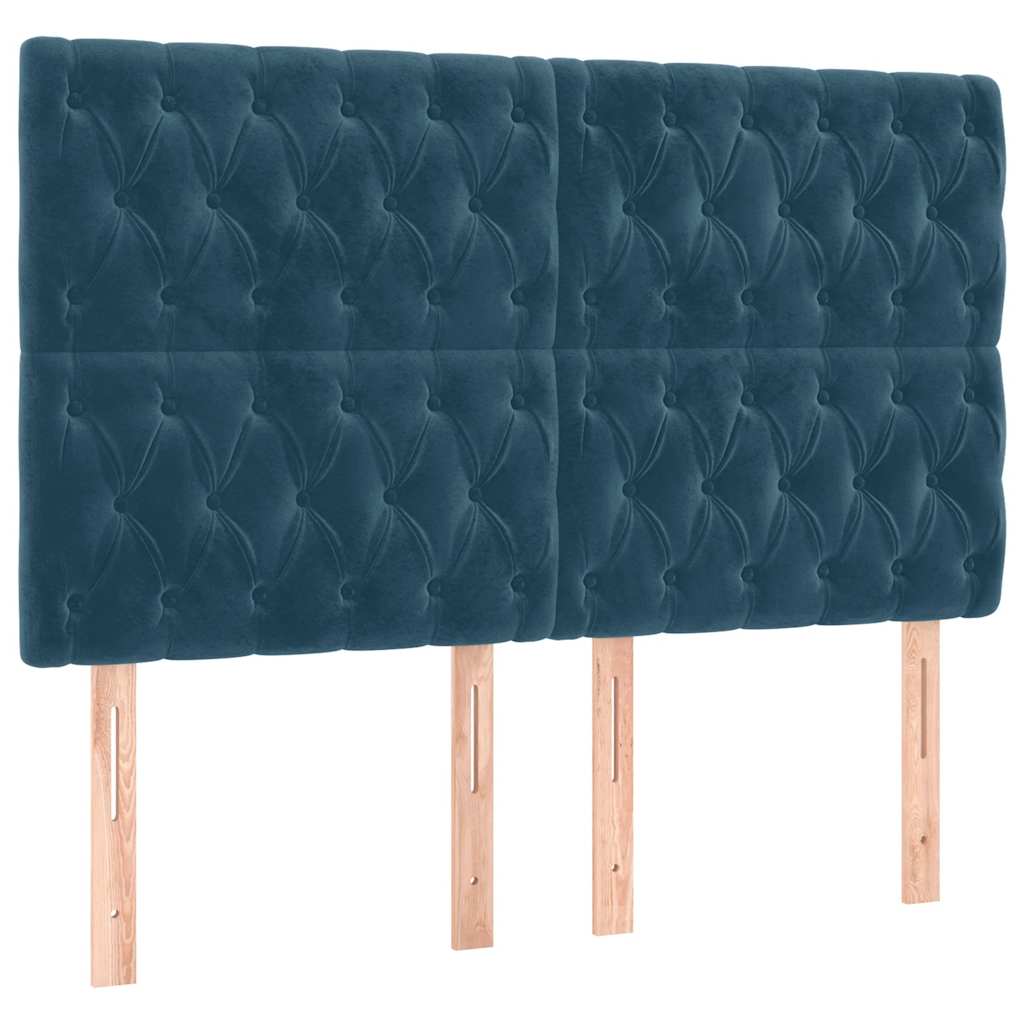 vidaXL Kopfteil Dunkelblau 160 x 7 x 118/128 cm Samt