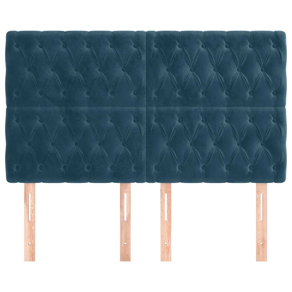 vidaXL Kopfteil Dunkelblau 160 x 7 x 118/128 cm Samt