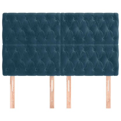 vidaXL Kopfteil Dunkelblau 160 x 7 x 118/128 cm Samt
