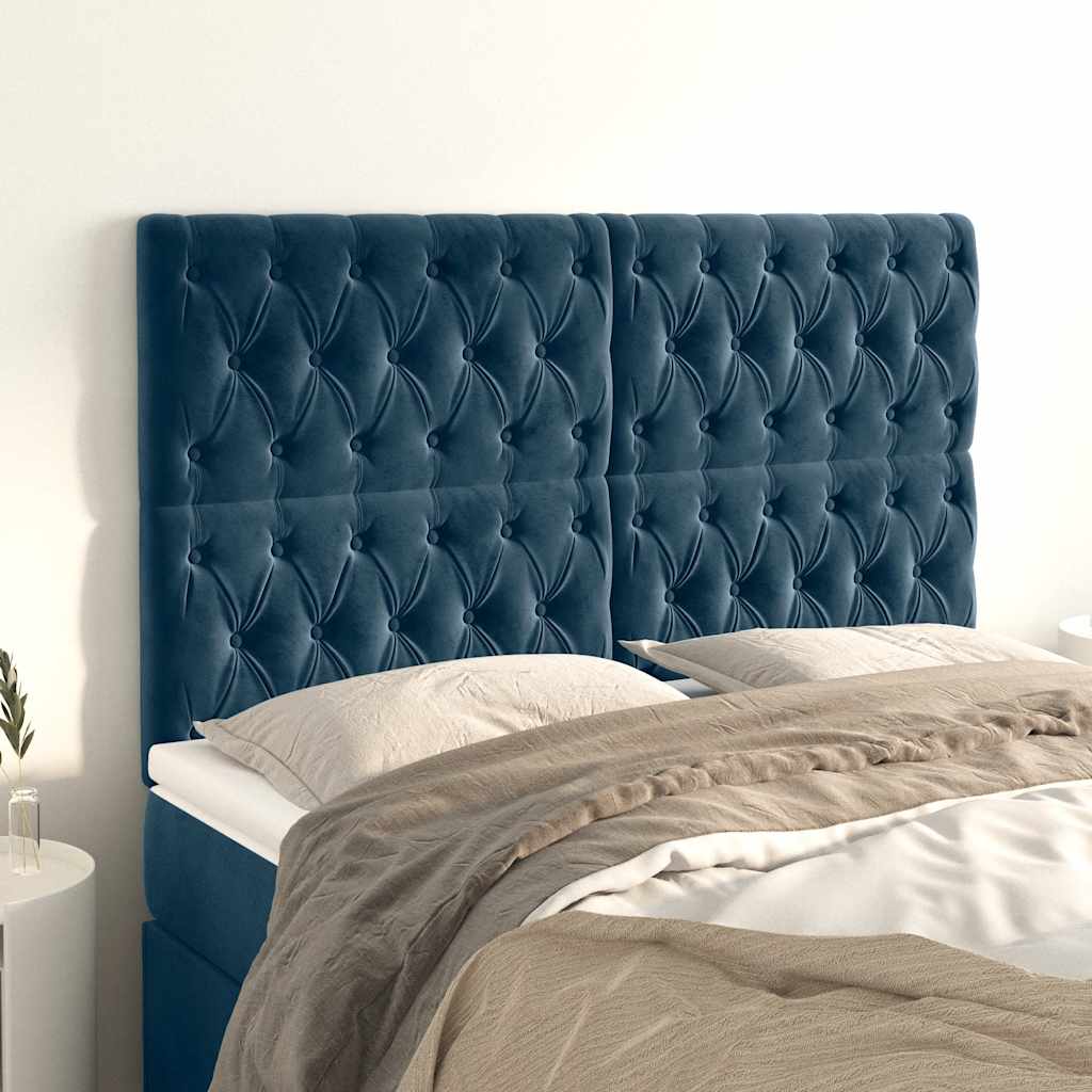 vidaXL Kopfteil Dunkelblau 160 x 7 x 118/128 cm Samt
