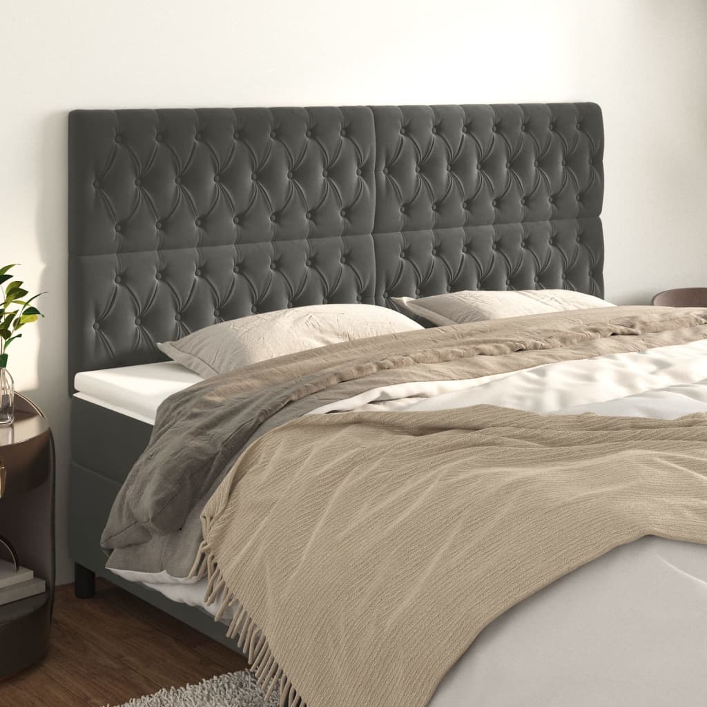 vidaXL Kopfteil Dunkelgrau 180 x 7 x 118/128 cm Samt
