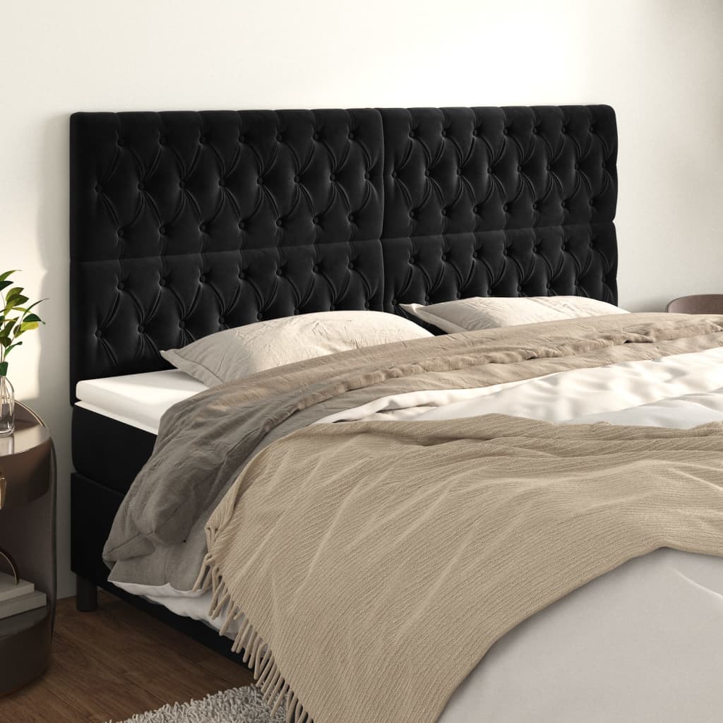 vidaXL Kopfteil Schwarz 180x7x118/128 cm Samt