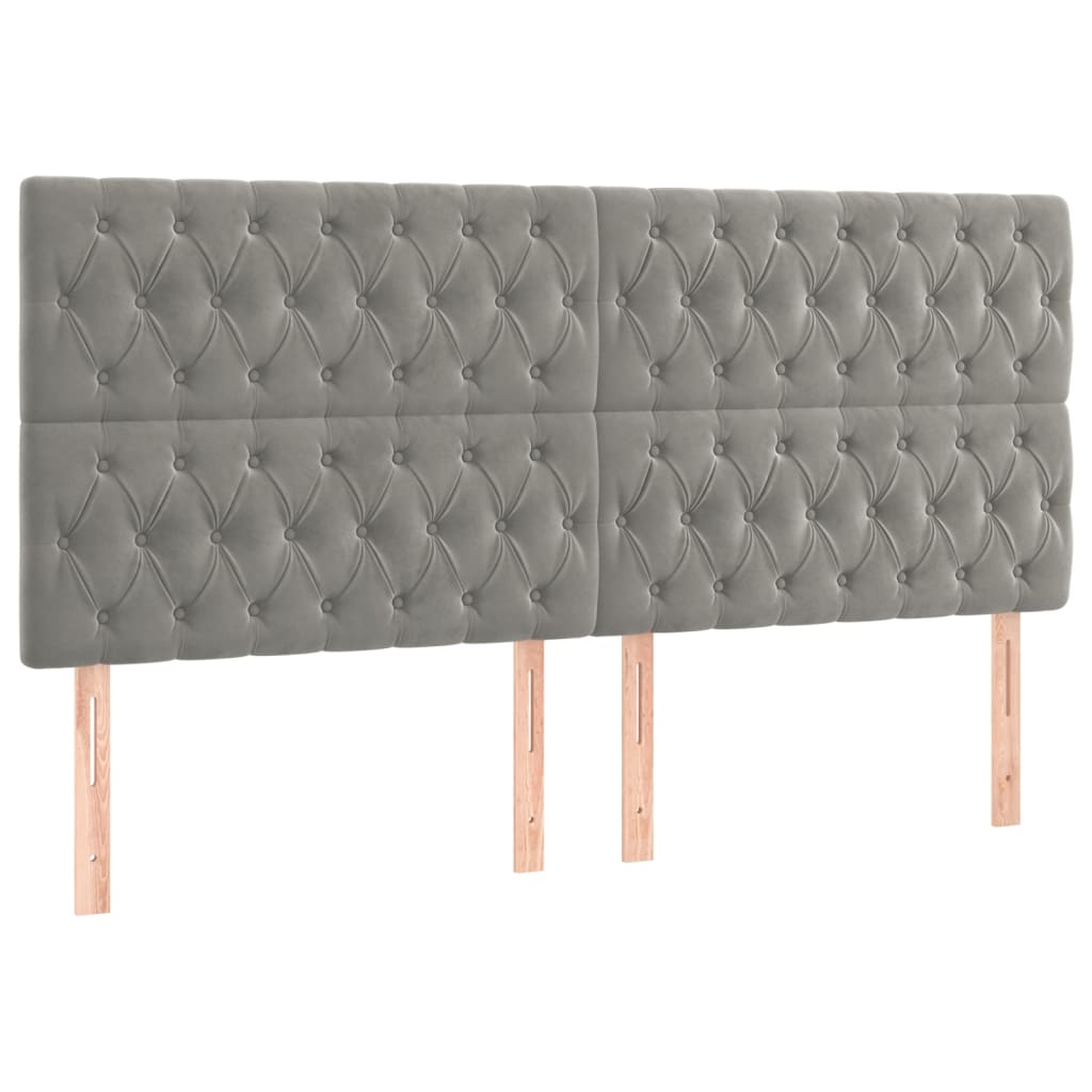 vidaXL Kopfteil Hellgrau 200 x 7 x 118/128 cm Samt