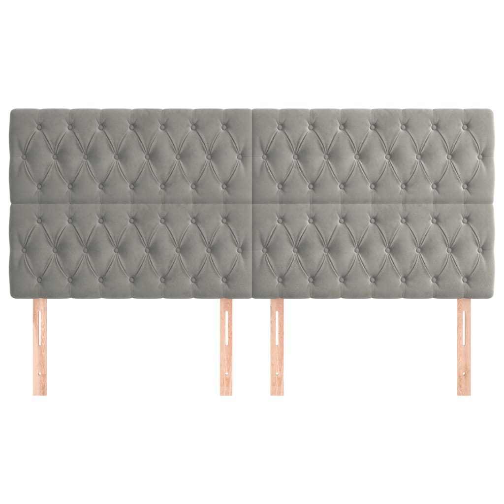 vidaXL Kopfteil Hellgrau 200 x 7 x 118/128 cm Samt