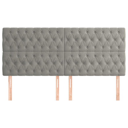 vidaXL Kopfteil Hellgrau 200 x 7 x 118/128 cm Samt