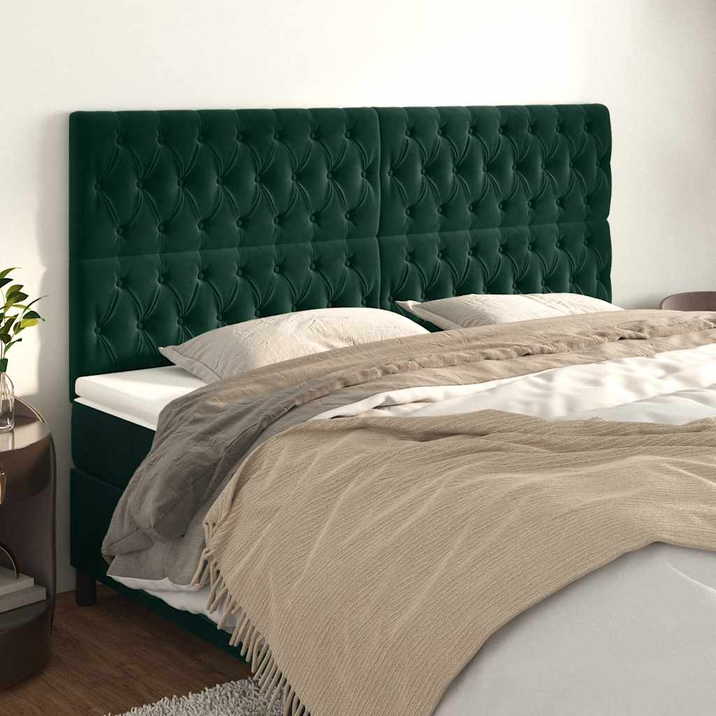 vidaXL Kopfteil Dunkelgrün 200 x 7 x 118/128 cm Samt