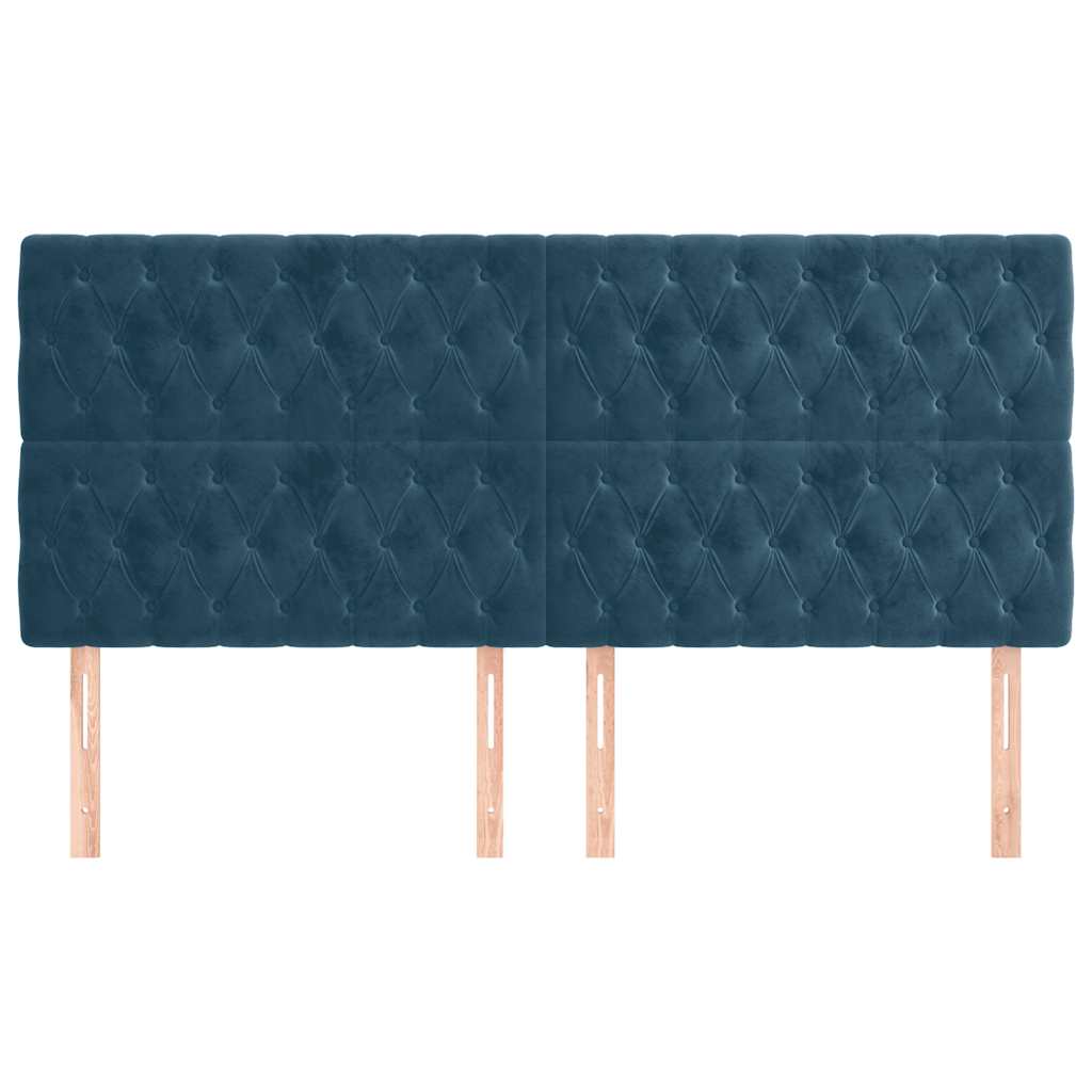 vidaXL Kopfteil Dunkelblau 200 x 7 x 118/128 cm Samt