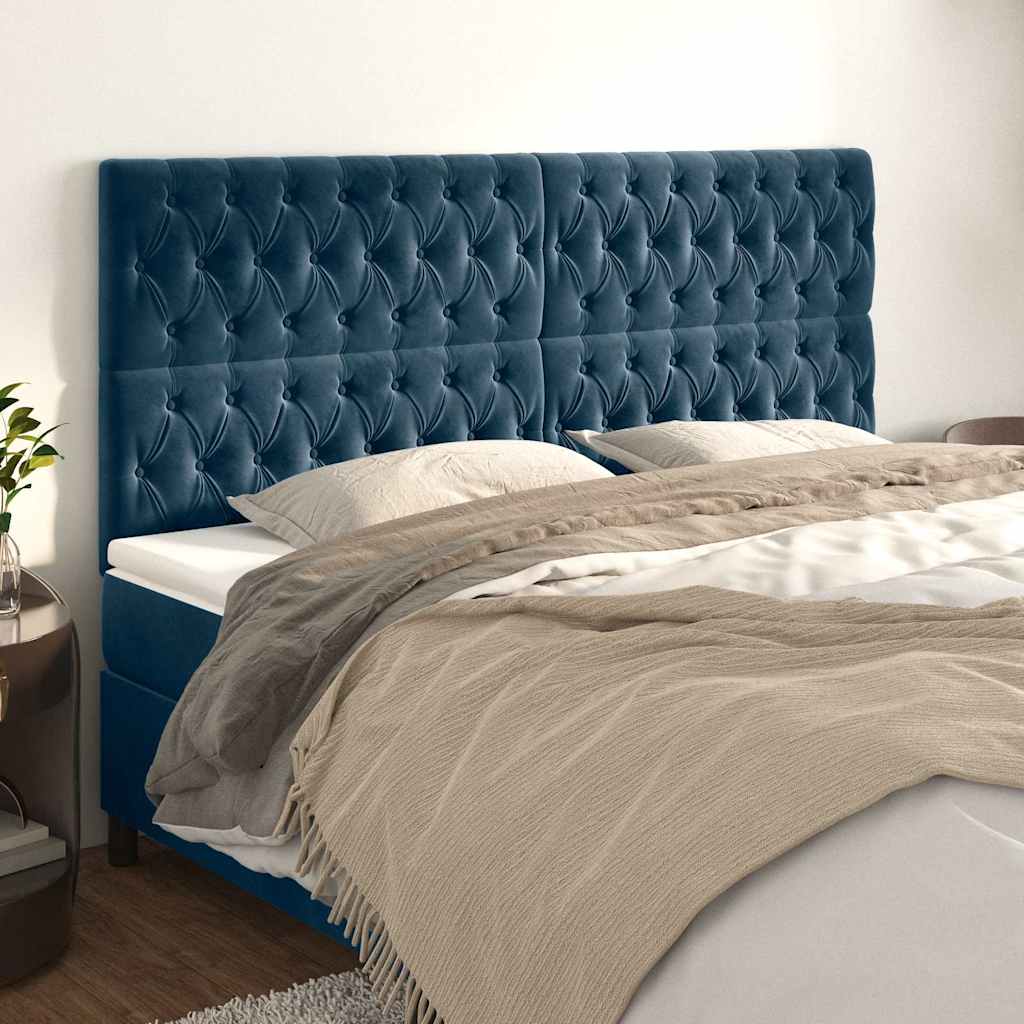 vidaXL Kopfteil Dunkelblau 200 x 7 x 118/128 cm Samt