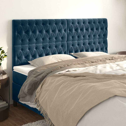 vidaXL Kopfteil Dunkelblau 200 x 7 x 118/128 cm Samt
