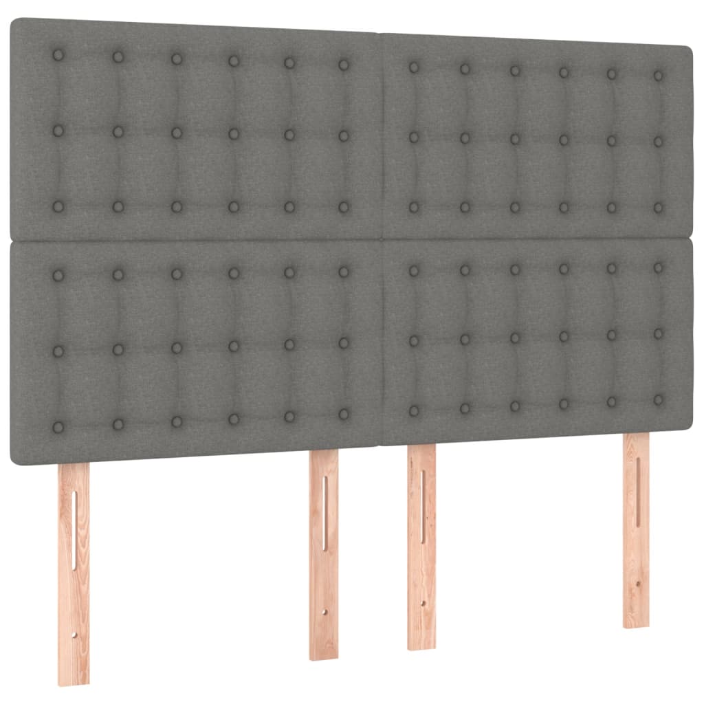 vidaXL Kopfteil Dunkelgrau 144 x 5 x 118/128 cm Stoff