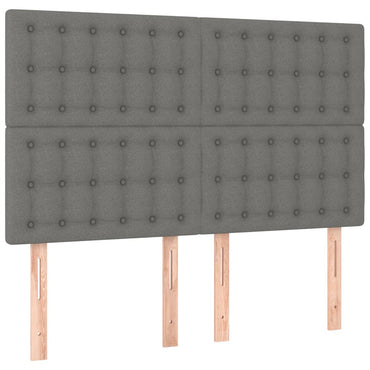 vidaXL Kopfteil Dunkelgrau 144 x 5 x 118/128 cm Stoff