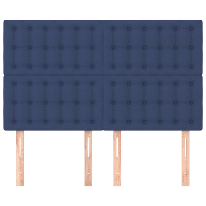 vidaXL Kopfteil Blau 144x5x118/128 cm Stoff