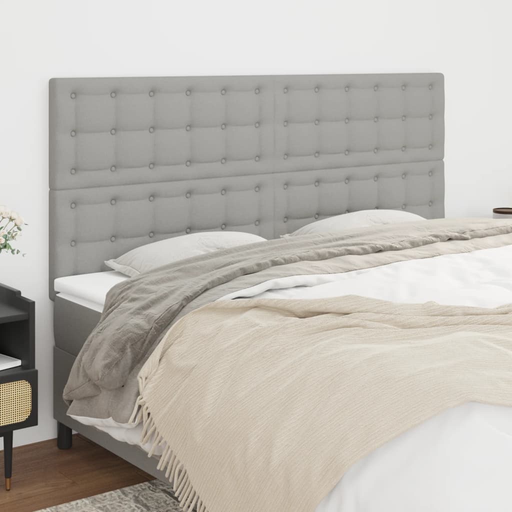 vidaXL Kopfteil Hellgrau 160 x 5 x 118/128 cm Stoff