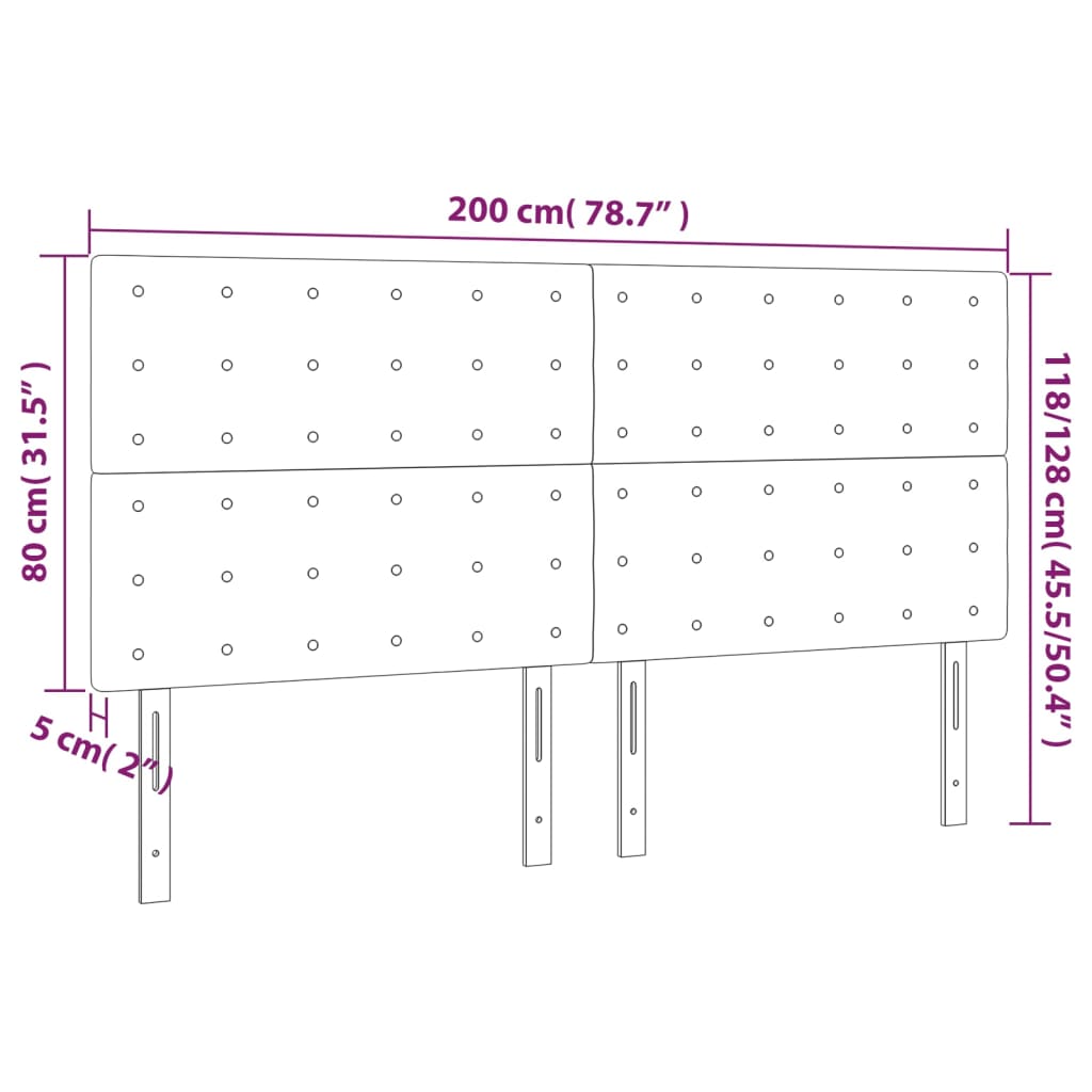 vidaXL Kopfteil Creme 200 x 5 x 118/128 cm Stoff