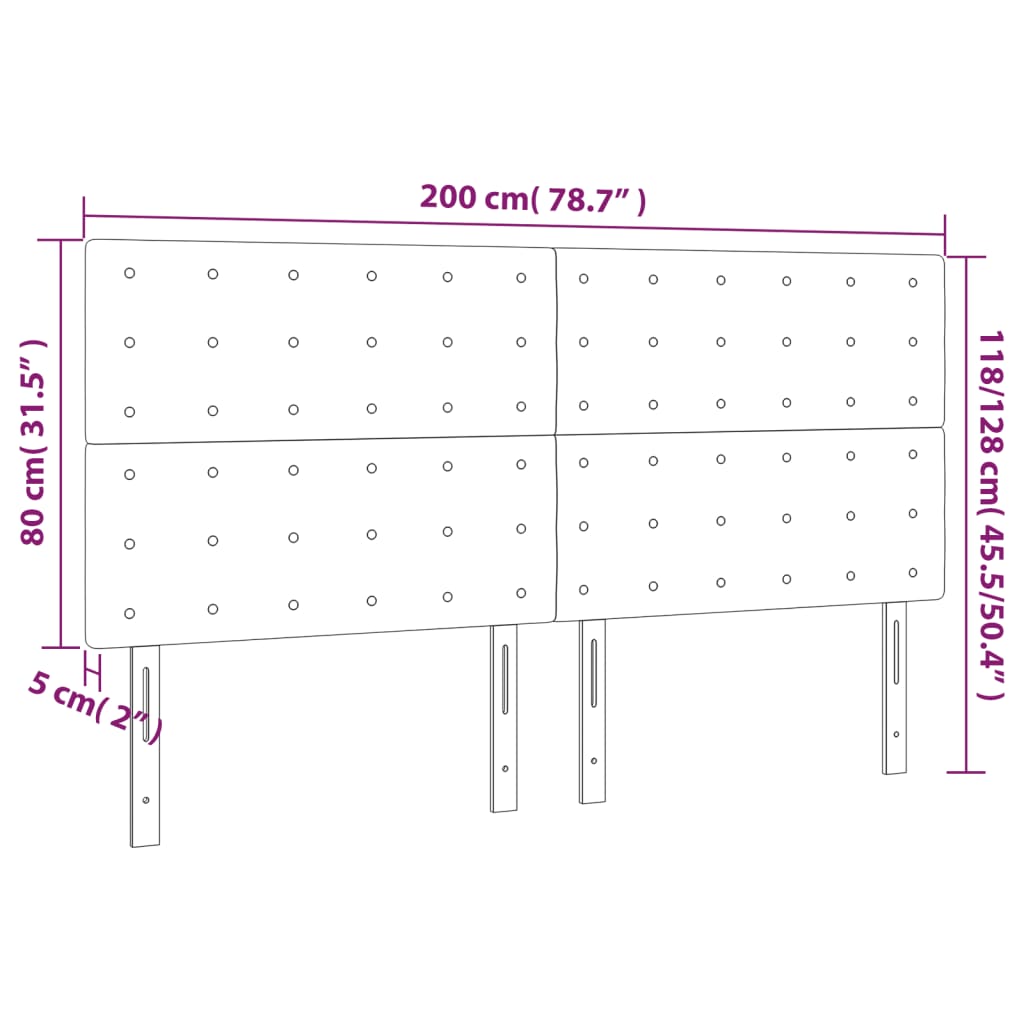 vidaXL Kopfteil Blau 200 x 5 x 118/128 cm Stoff